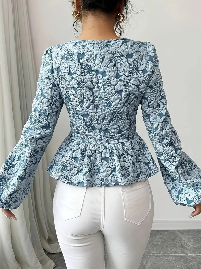Isabella – Damesblouse met Bloemenprint en Pofmouwen
