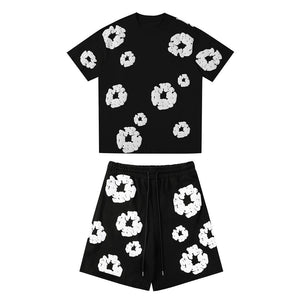 ModaDenim – Viral Tweedelige Lounge Set Zomer Trainingspak Unisex Bloemen