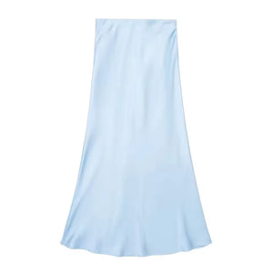 Isabella – Satijnen A-Lijn Damesrok met Hoge Taille