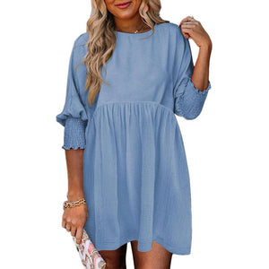 Elle – Casual Dames Mini Jurk met Ronde Hals