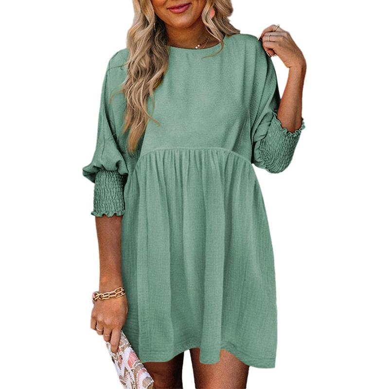 Elle – Casual Dames Mini Jurk met Ronde Hals