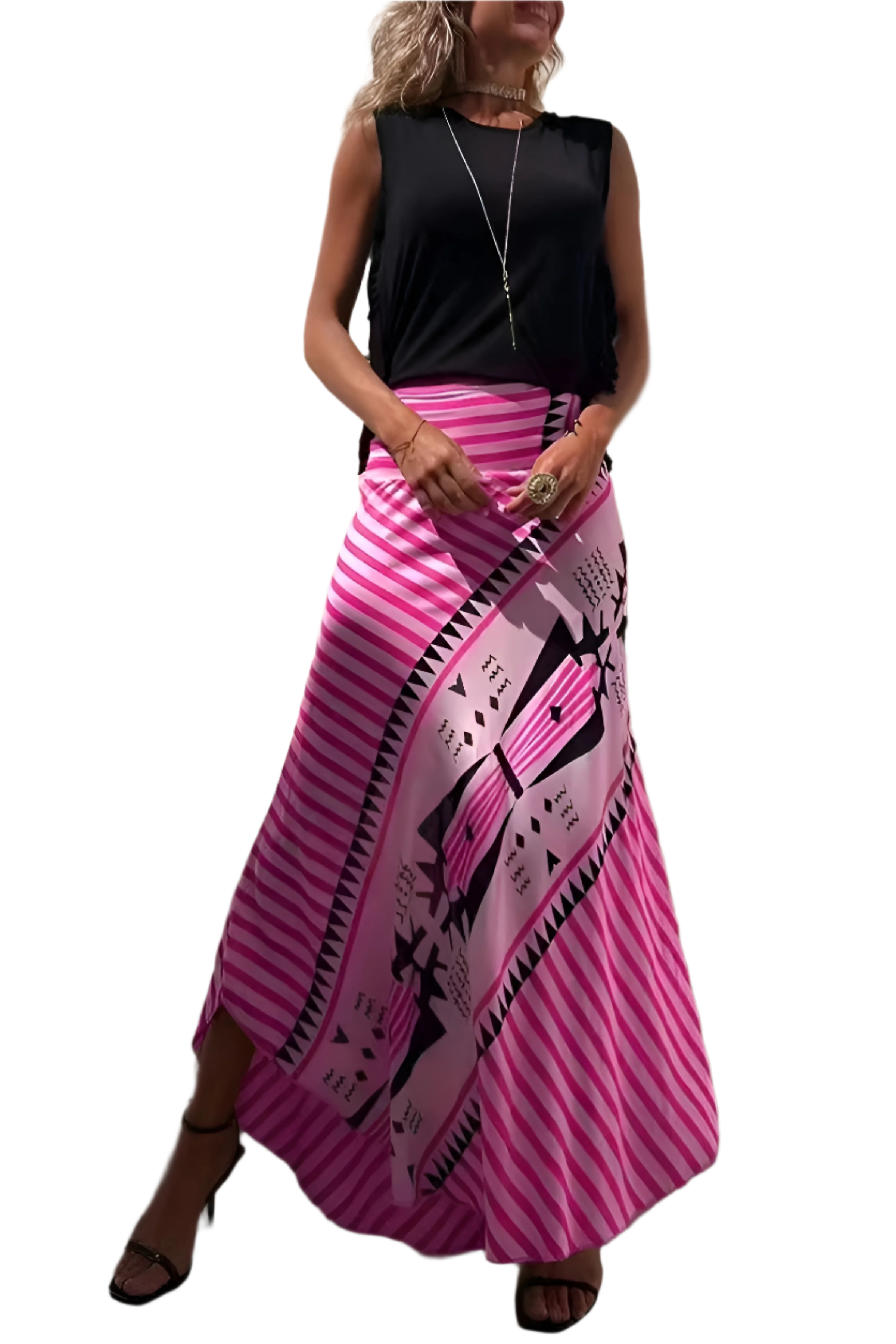 Serena – Vloeiende Dames Rok met Hoge Taille en Print