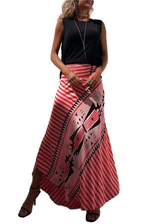 Serena – Vloeiende Dames Rok met Hoge Taille en Print