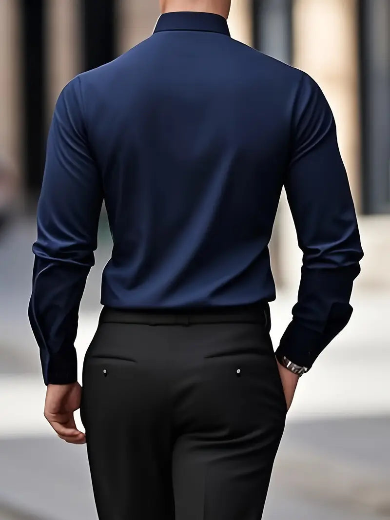 Larry – Slim Fit Heren Overhemd met Lange Mouwen