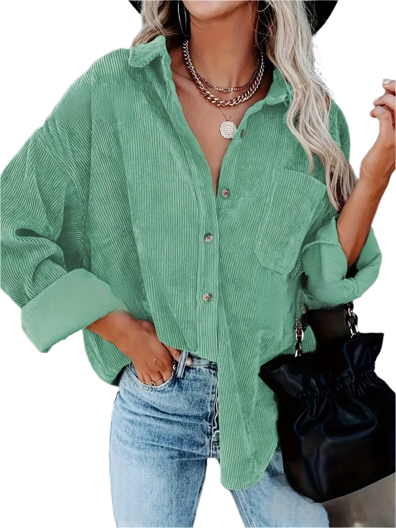 Sofia – Oversized Corduroy Damesblouse