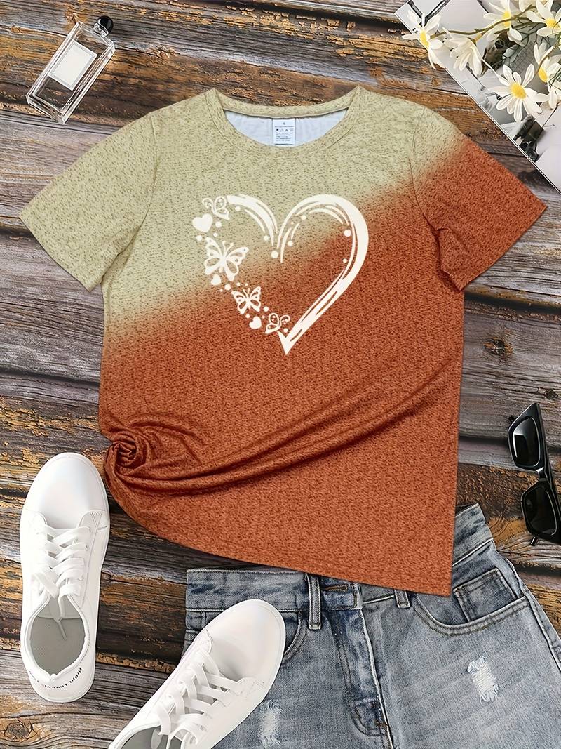 Élodie – Dames T-Shirt met Vlinderhart Print