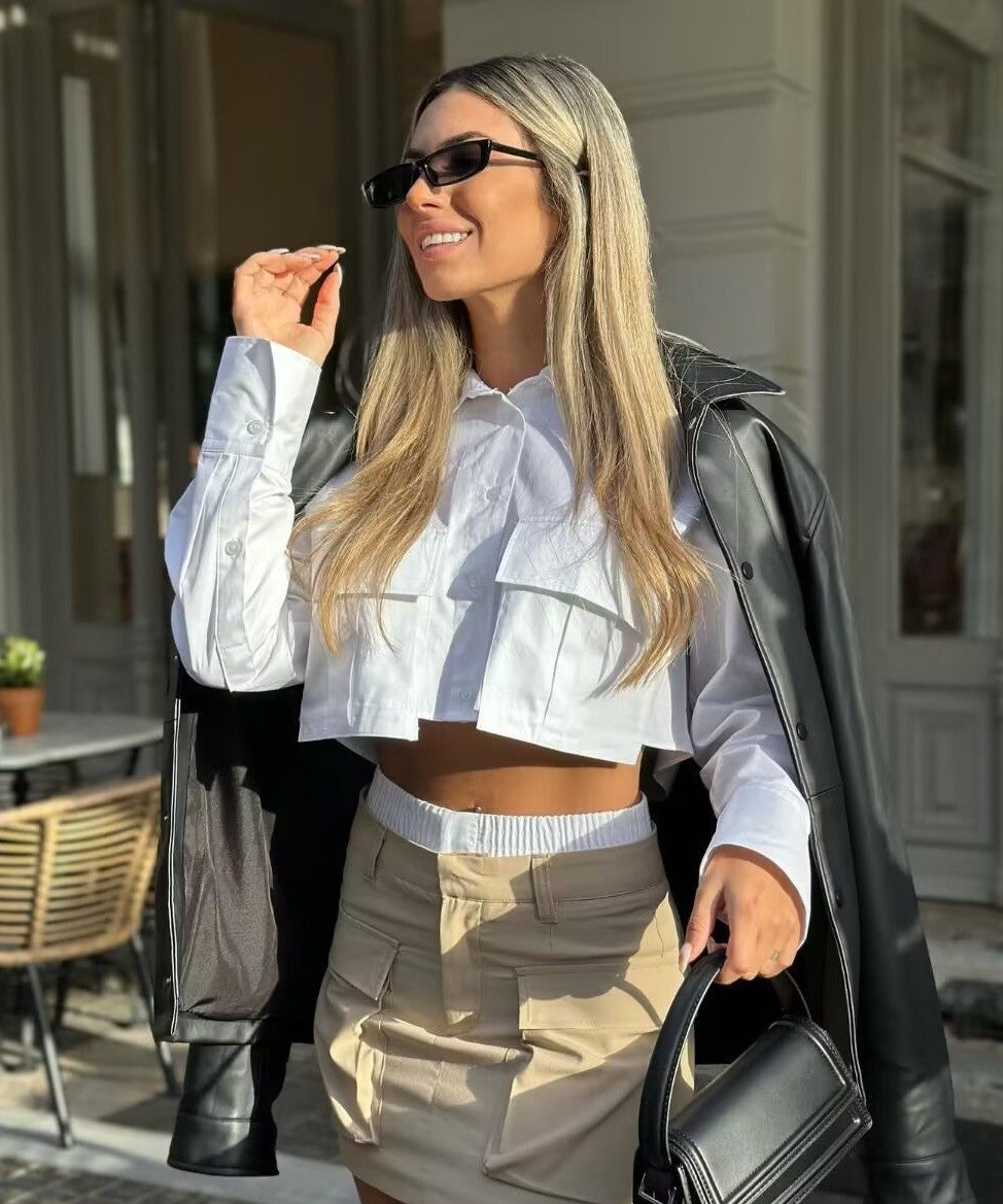 Bianca – Relaxte Dames Blouse met Lange Mouwen en Zakken