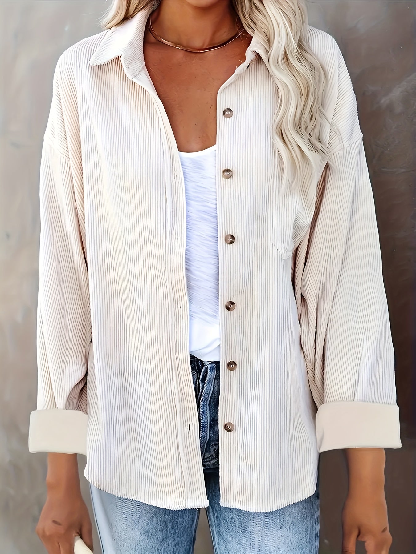 Sofia – Oversized Corduroy Damesblouse