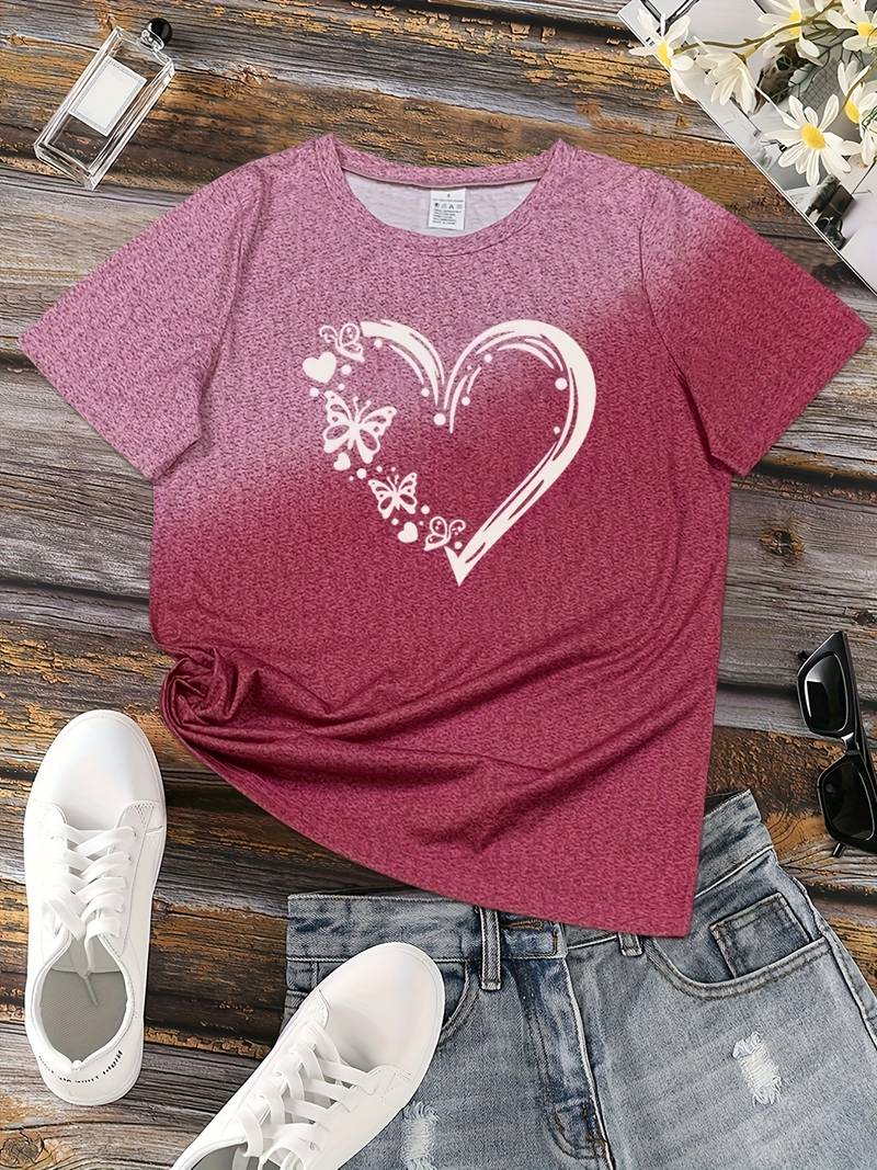 Élodie – Dames T-Shirt met Vlinderhart Print