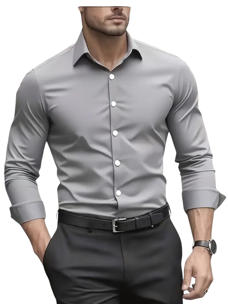 Larry – Slim Fit Heren Overhemd met Lange Mouwen