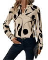 Isabella – Elegante Dames Blouse met Print en Hoge Kraag