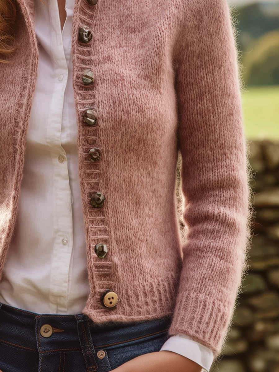 Jocelyn – Vintage Knopen Dames Mohair Gebreid Vest