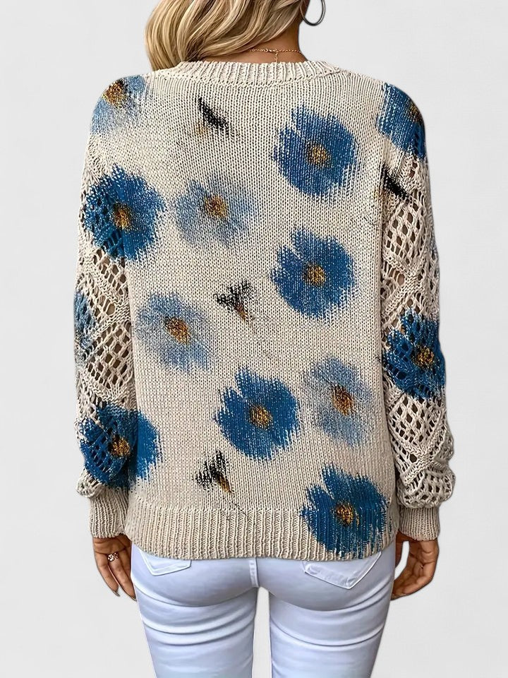 Danique – Elegante Dames Pullover met Bloemenpatroon