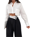 Isabella – Wijde Broek met Asymmetrische Tailleband voor Vrouwen