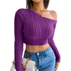 Alessia – Geribde One-Shoulder Gebreide Damestop