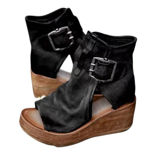 Gemma – Klassieke Leren Dames Wedge Sandalen