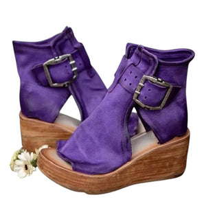 Gemma – Klassieke Leren Dames Wedge Sandalen