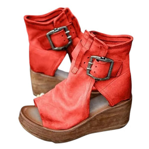 Gemma – Klassieke Leren Dames Wedge Sandalen