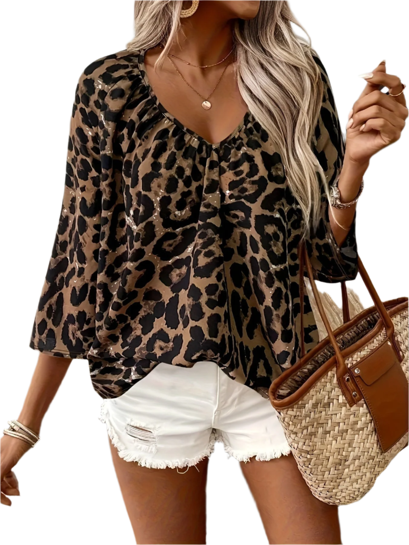 Camille – Oversized Dames Leopardprint Gebreide Blouse