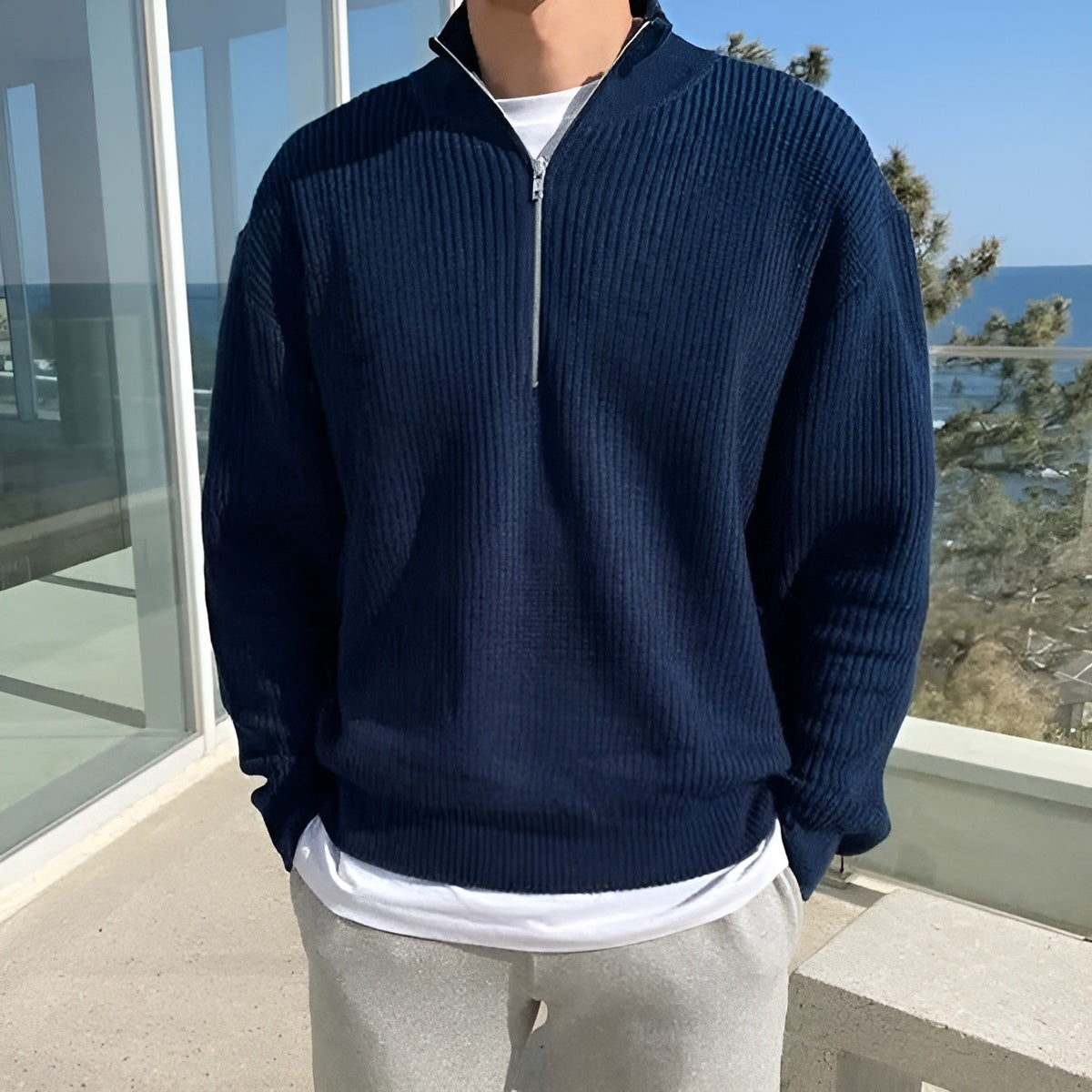 Morbello – Tijdloze Half-Zip Trui voor Heren