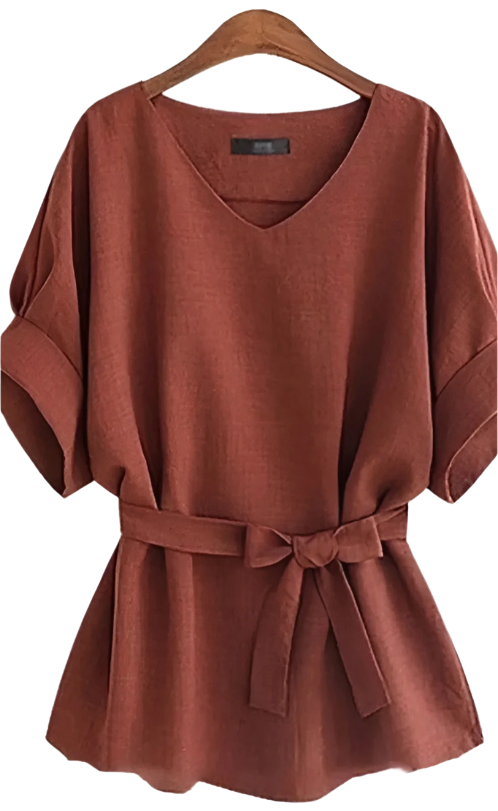 Batellina – Zomerse Chiffon Damesblouse met V-Hals en Strikceintuur