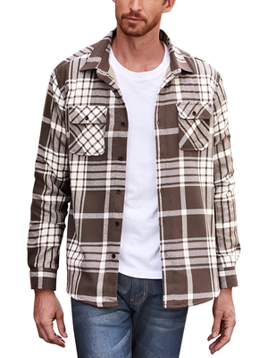 Giovanni – Gewatteerd Heren Overhemd met Lange Mouwen in Flanel