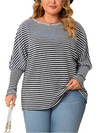 Isabella – Gestreepte Plus Size Dames Top met Raglanmouw