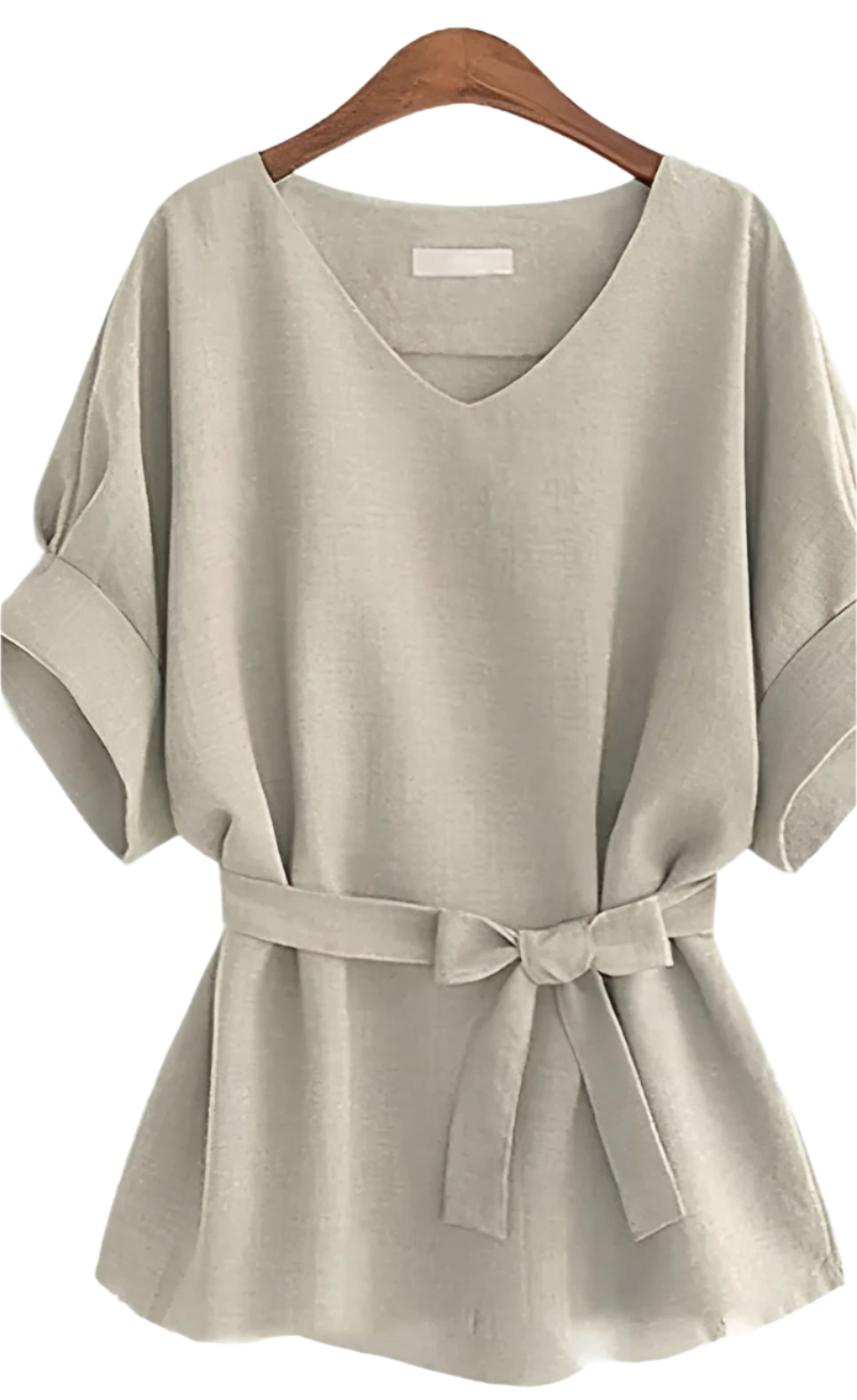 Batellina – Zomerse Chiffon Damesblouse met V-Hals en Strikceintuur