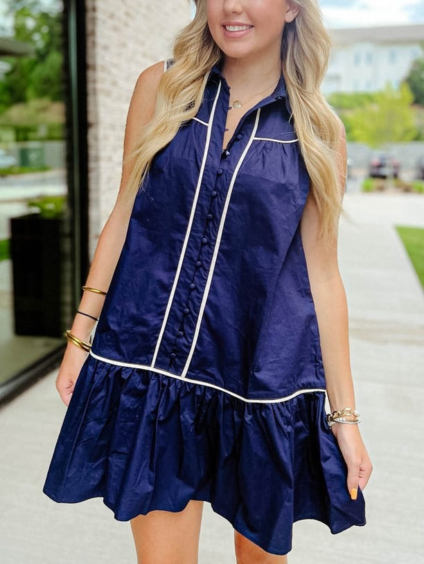 ElenaRusso Mini-jurk Met Kraag