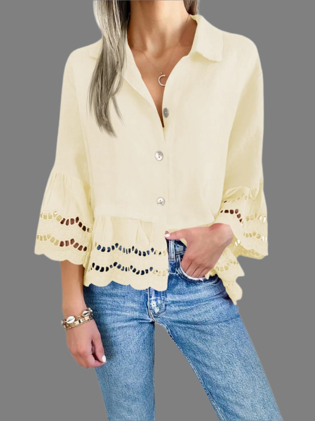NicolaAmato Hem Blouse met Uitgehold Ontwerp