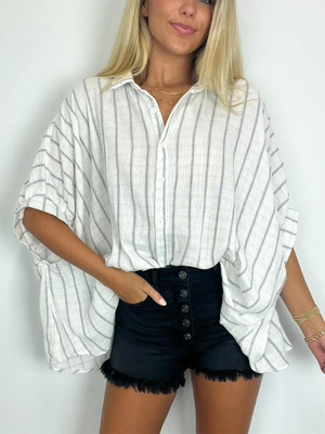 GiulioCaruso Oversized Gestreepte Button Down Top