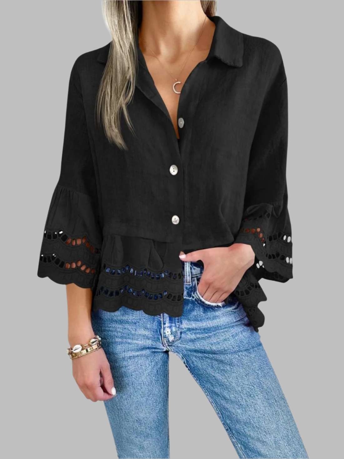 NicolaAmato Hem Blouse met Uitgehold Ontwerp
