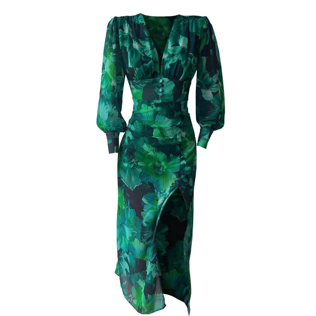 GiaZaffi™ Emerald Maxi Dress met lange mouwen