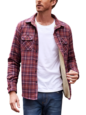Giovanni – Gewatteerd Heren Overhemd met Lange Mouwen in Flanel