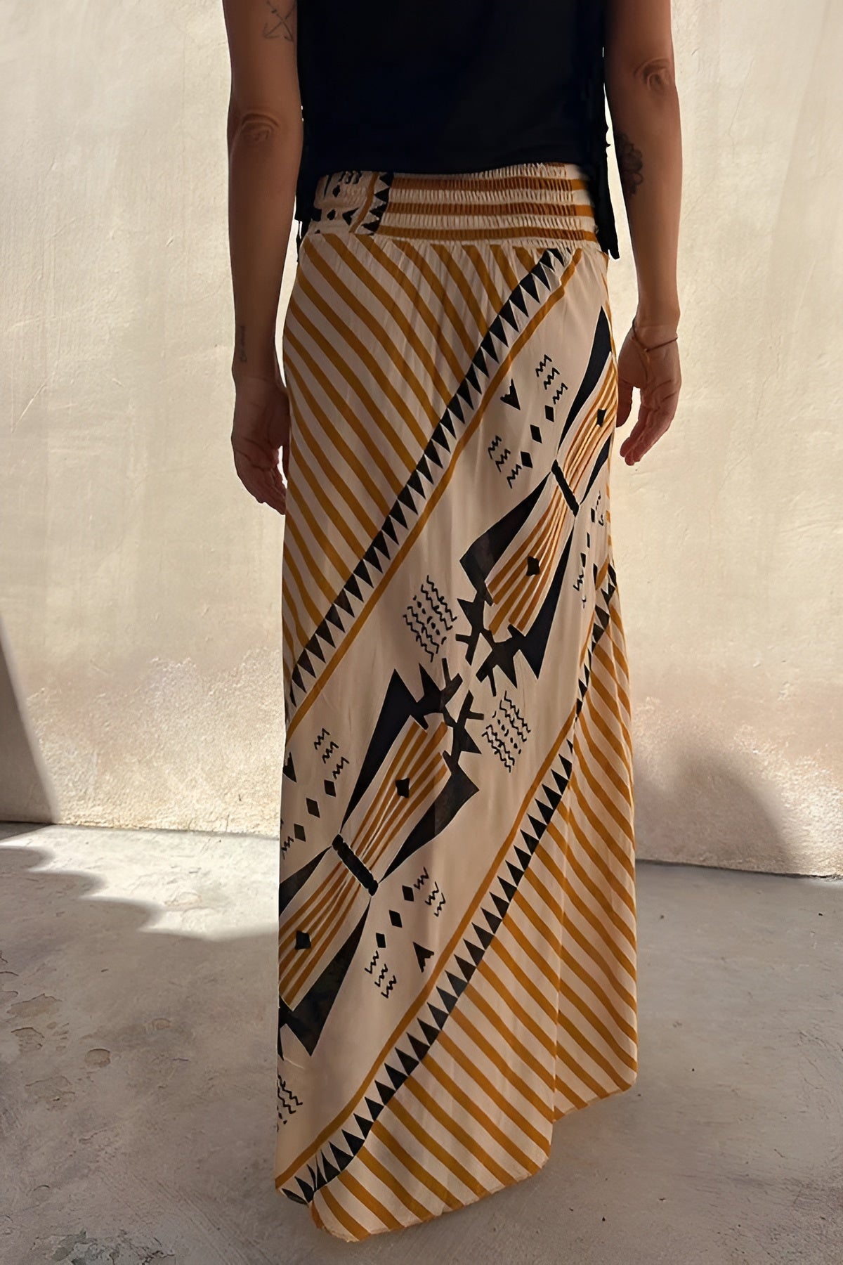 Serena – Vloeiende Dames Rok met Hoge Taille en Print