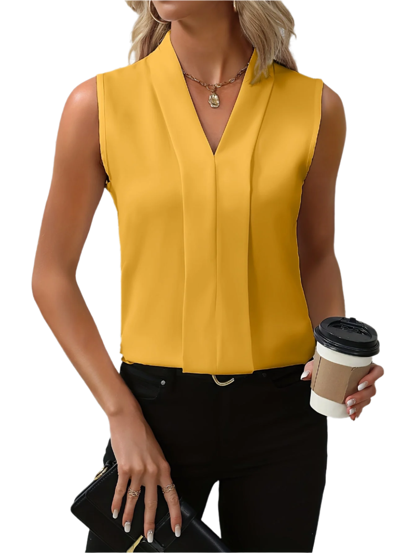 Irine – Mouwloze Damesblouse met Elegante Valling
