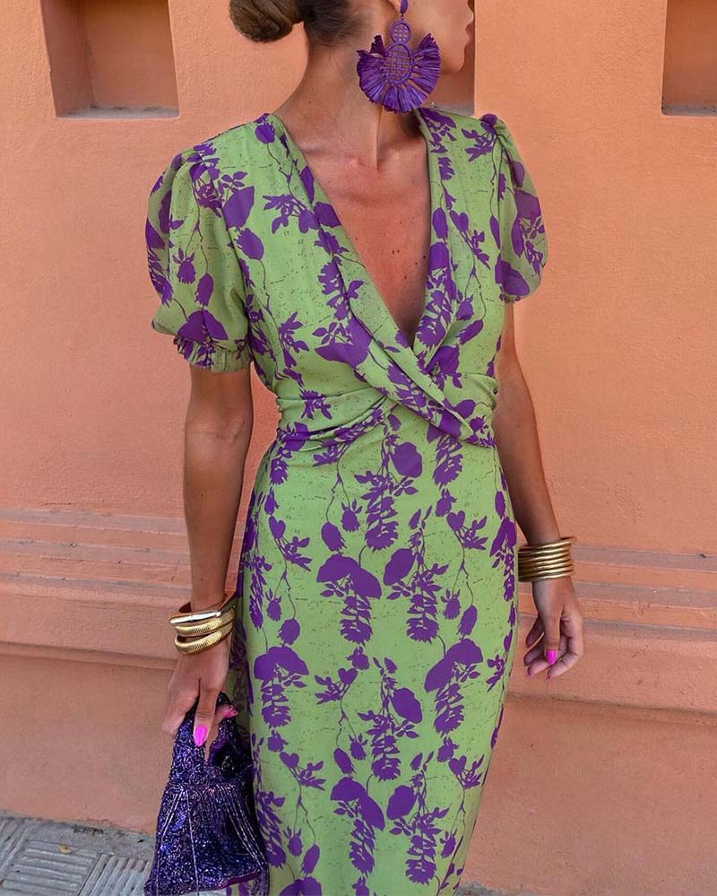 Isabella – Elegante Bloemenprint Midi Jurk voor Dames