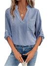 Camille – Gestreepte V-hals Blouse voor Dames