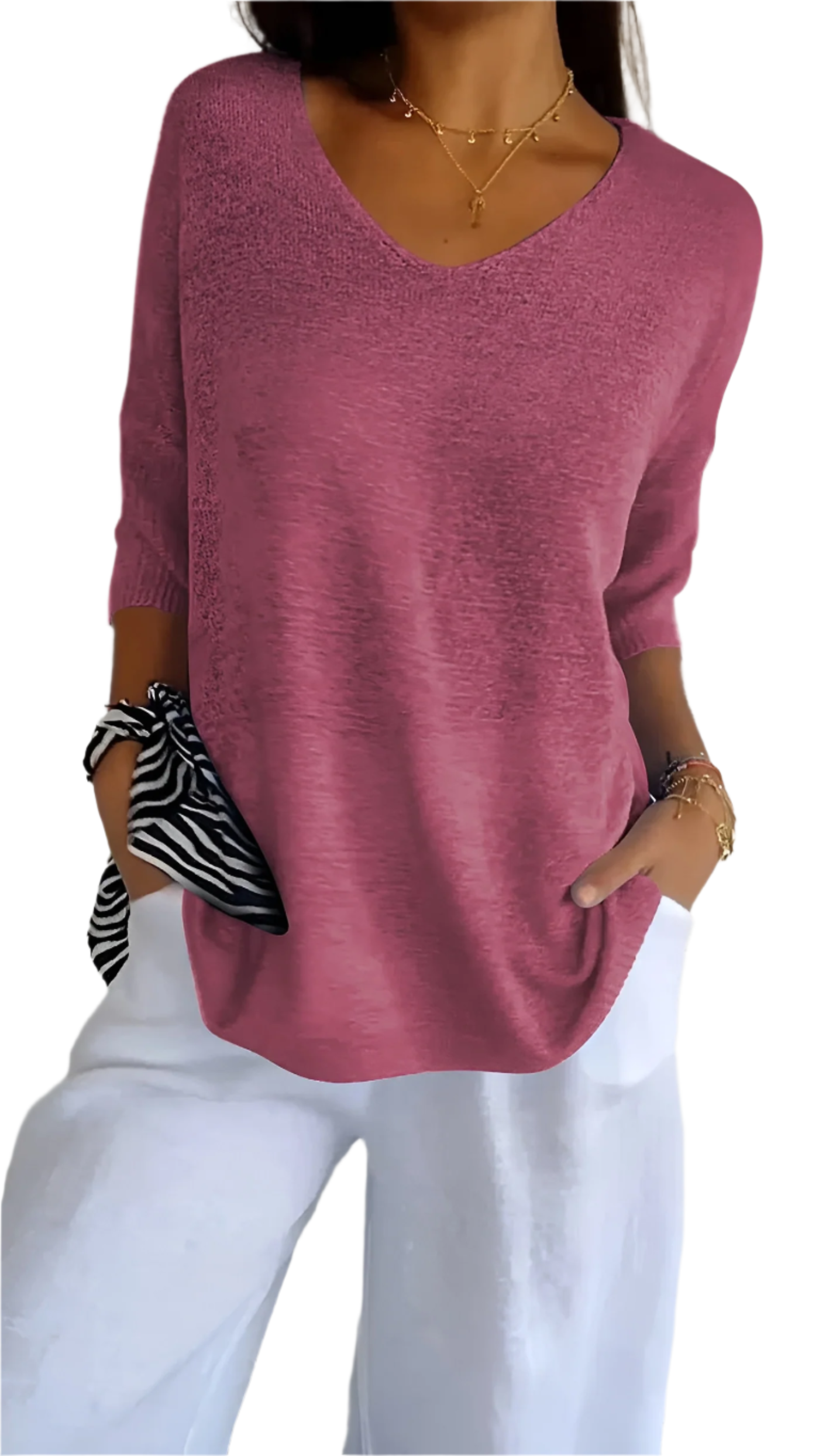 Isabella – Zachte Gebreide Dames Top met V-Hals en Mouwloos Design
