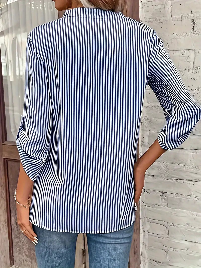 Camille – Gestreepte V-hals Blouse voor Dames