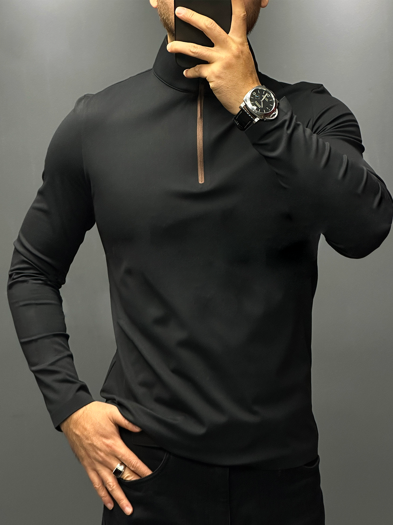 Francesco Miglia™ - Half zip mock neck tee