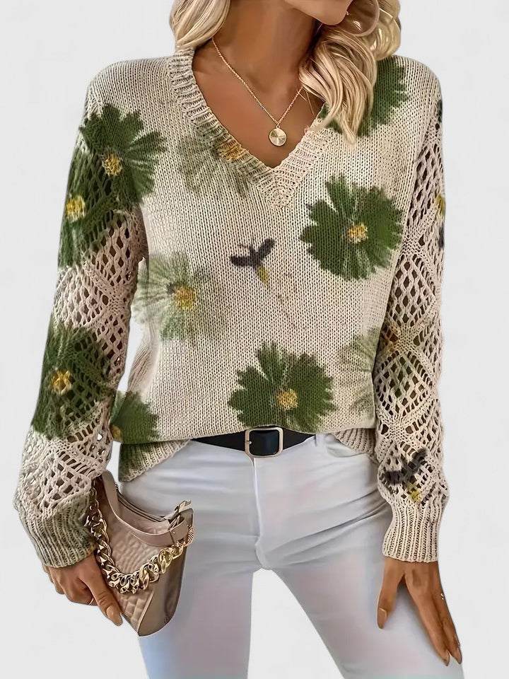 Danique – Elegante Dames Pullover met Bloemenpatroon