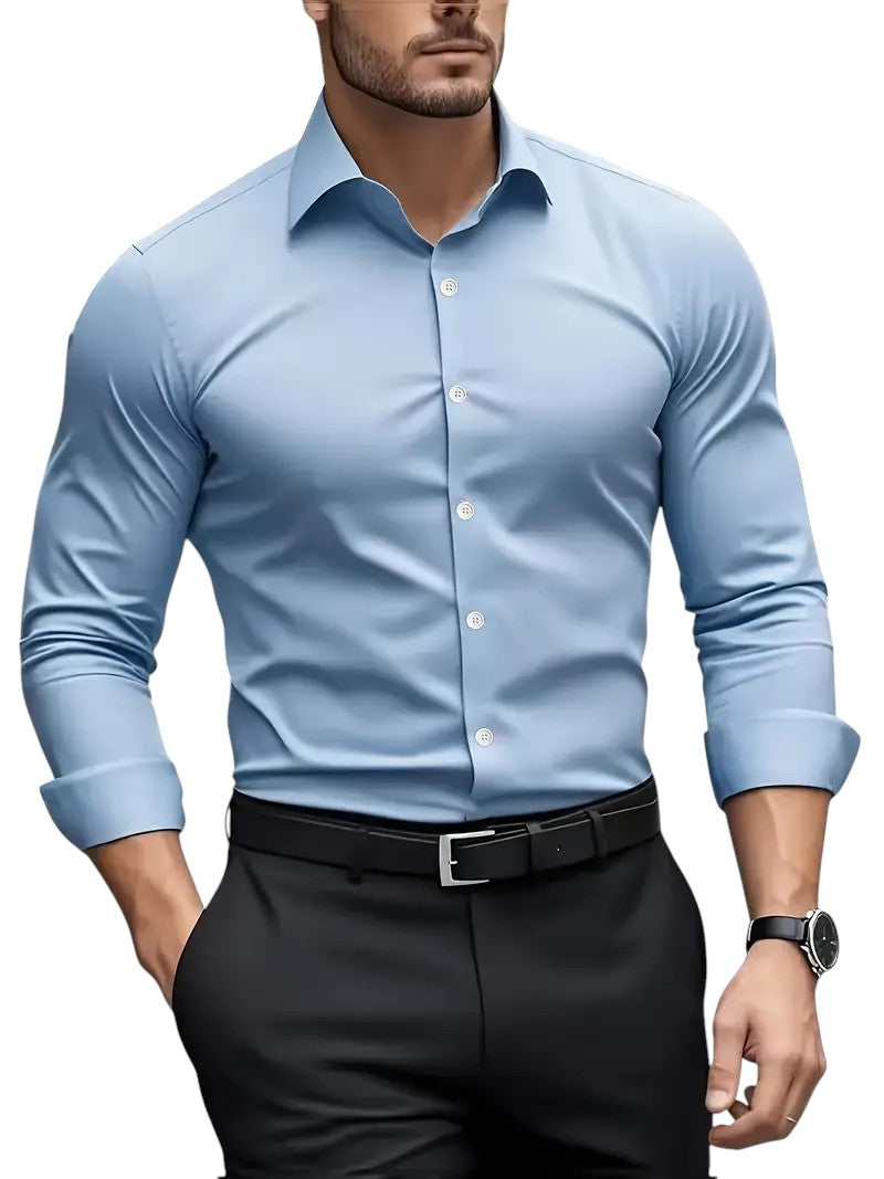 Larry – Slim Fit Heren Overhemd met Lange Mouwen