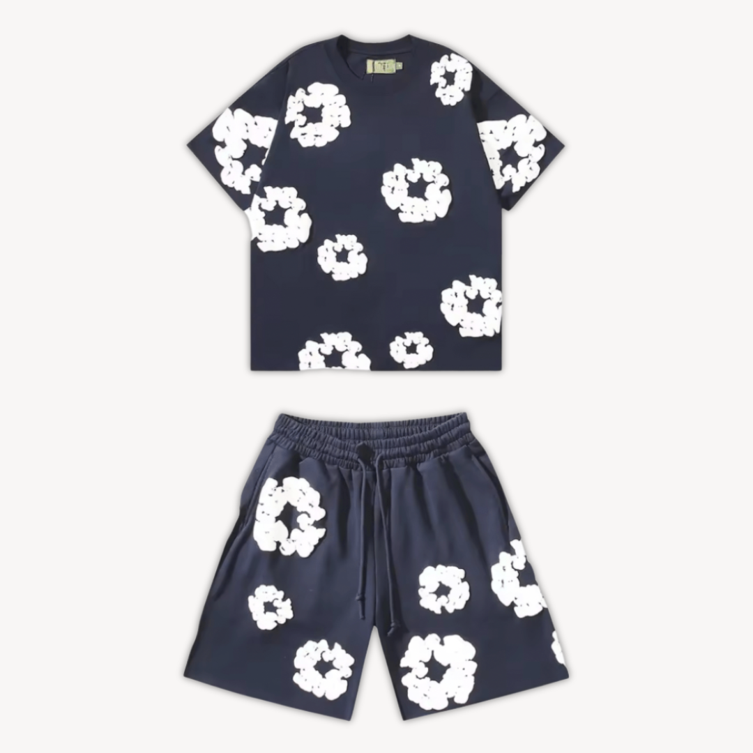 Alex – Unisex Katoenen Zomerset met Bloemenprint