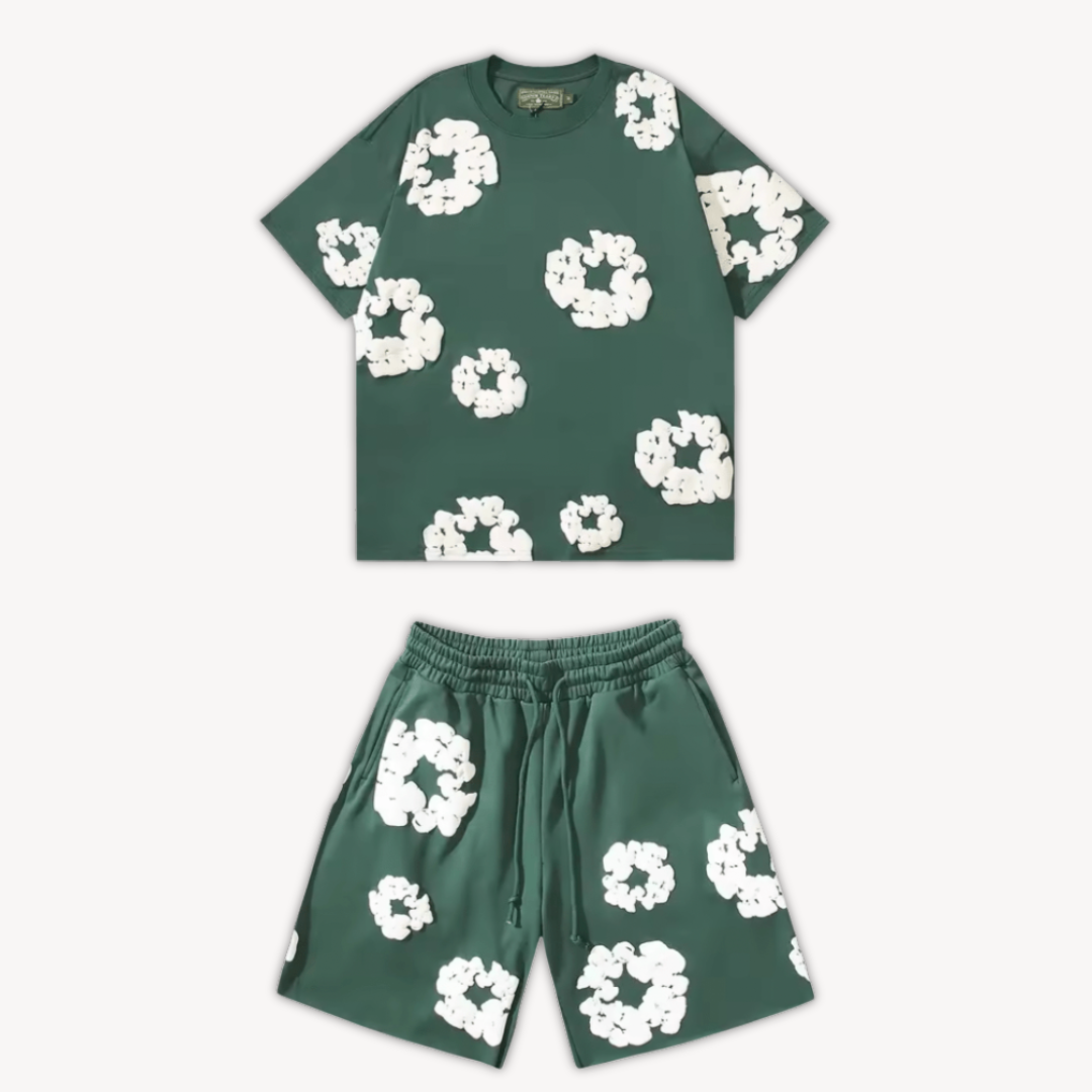 Alex – Unisex Katoenen Zomerset met Bloemenprint