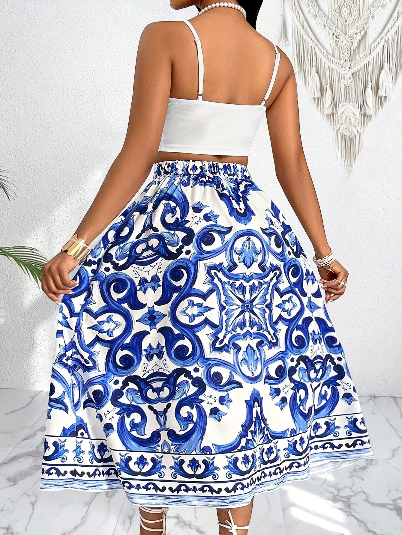 Chiara – Blauw & Wit Dames Zomer Rok Set
