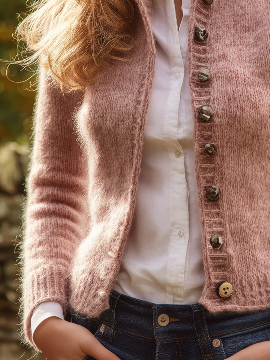 Jocelyn – Vintage Knopen Dames Mohair Gebreid Vest