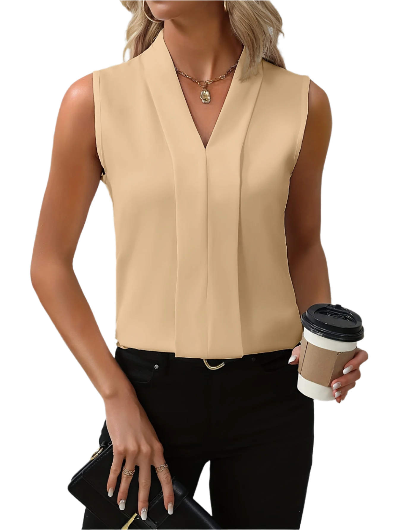Irine – Mouwloze Damesblouse met Elegante Valling