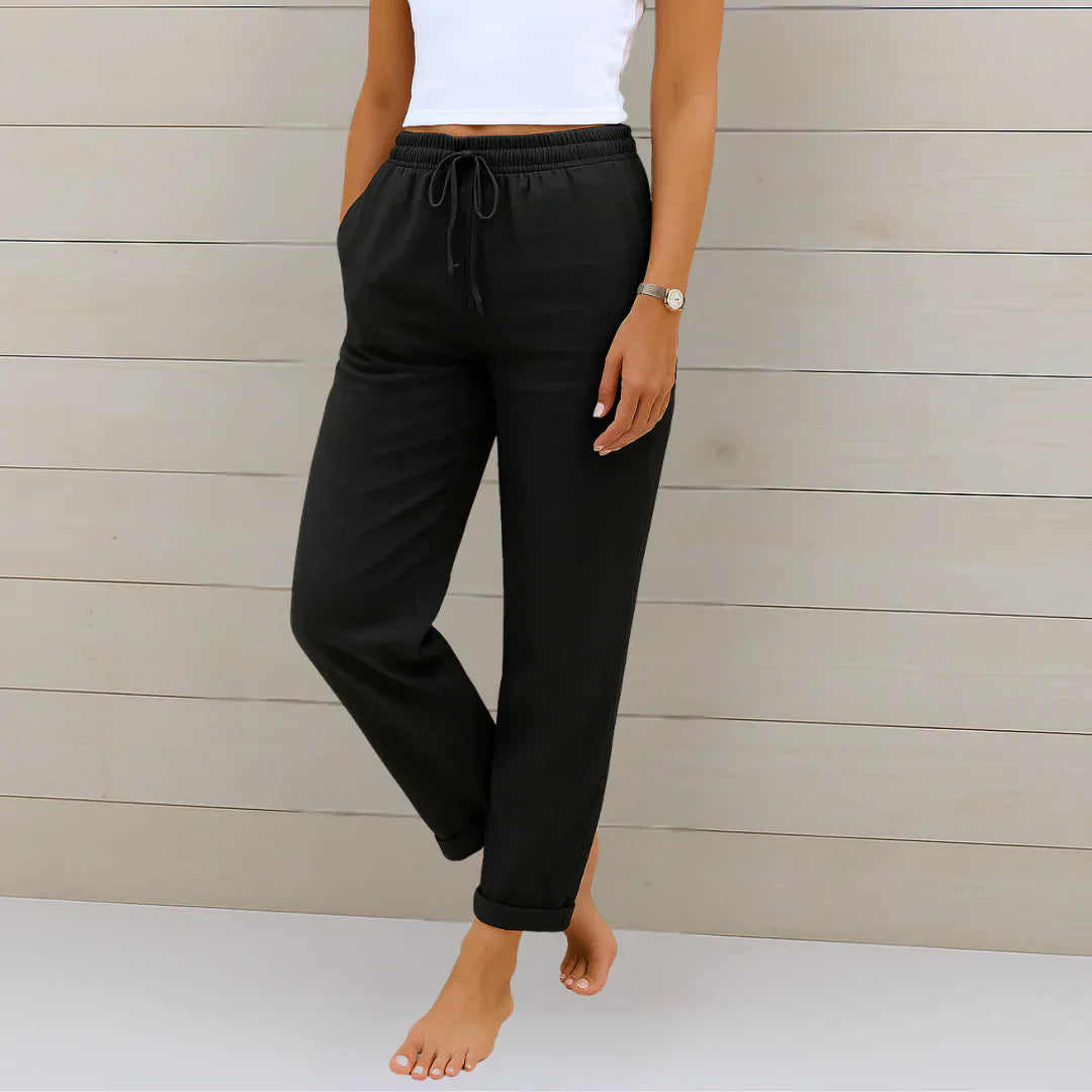 Dorothea – Ademend Dames Linnen Stretch Broek