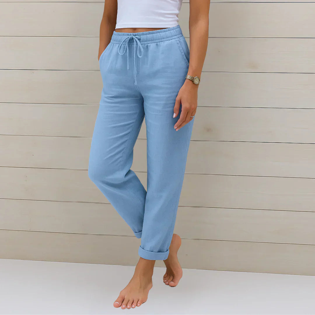 Dorothea – Ademend Dames Linnen Stretch Broek